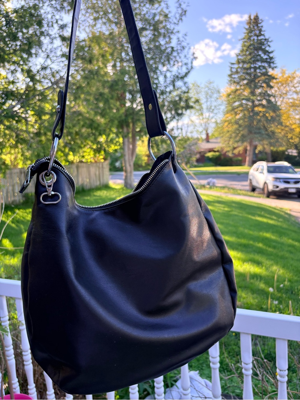 H&M Black Shoulder Bag with Silver Hardware